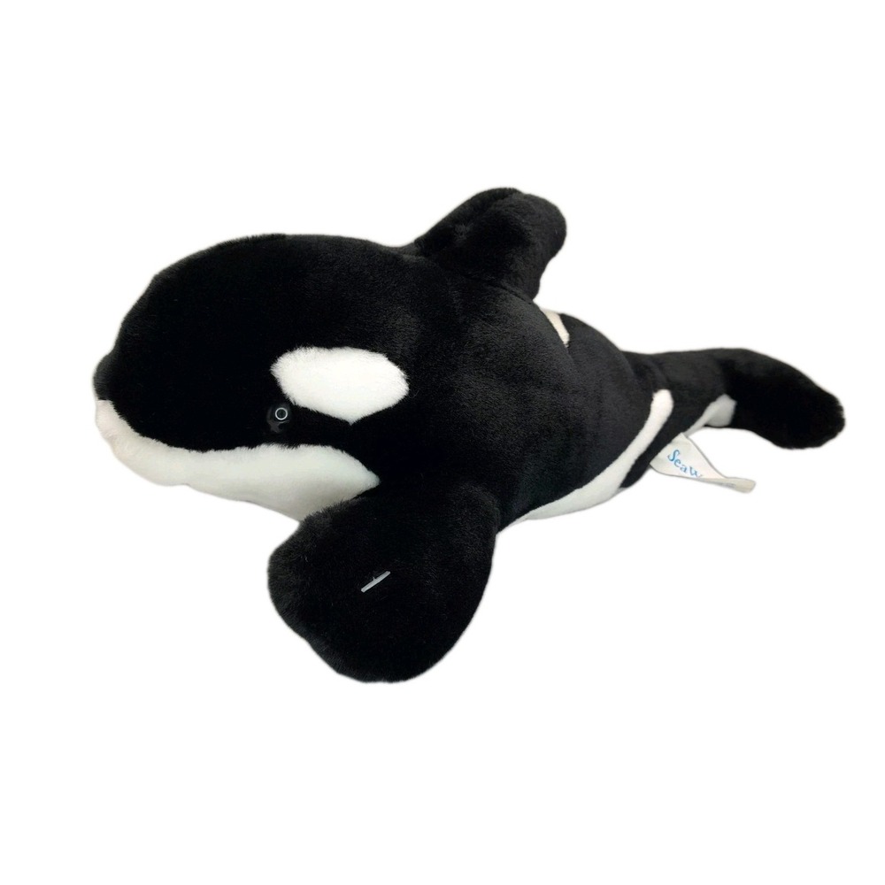 SeaWorld Shamu Killer Whale Plush 12" Black White Stuffed Animal Orca Toy